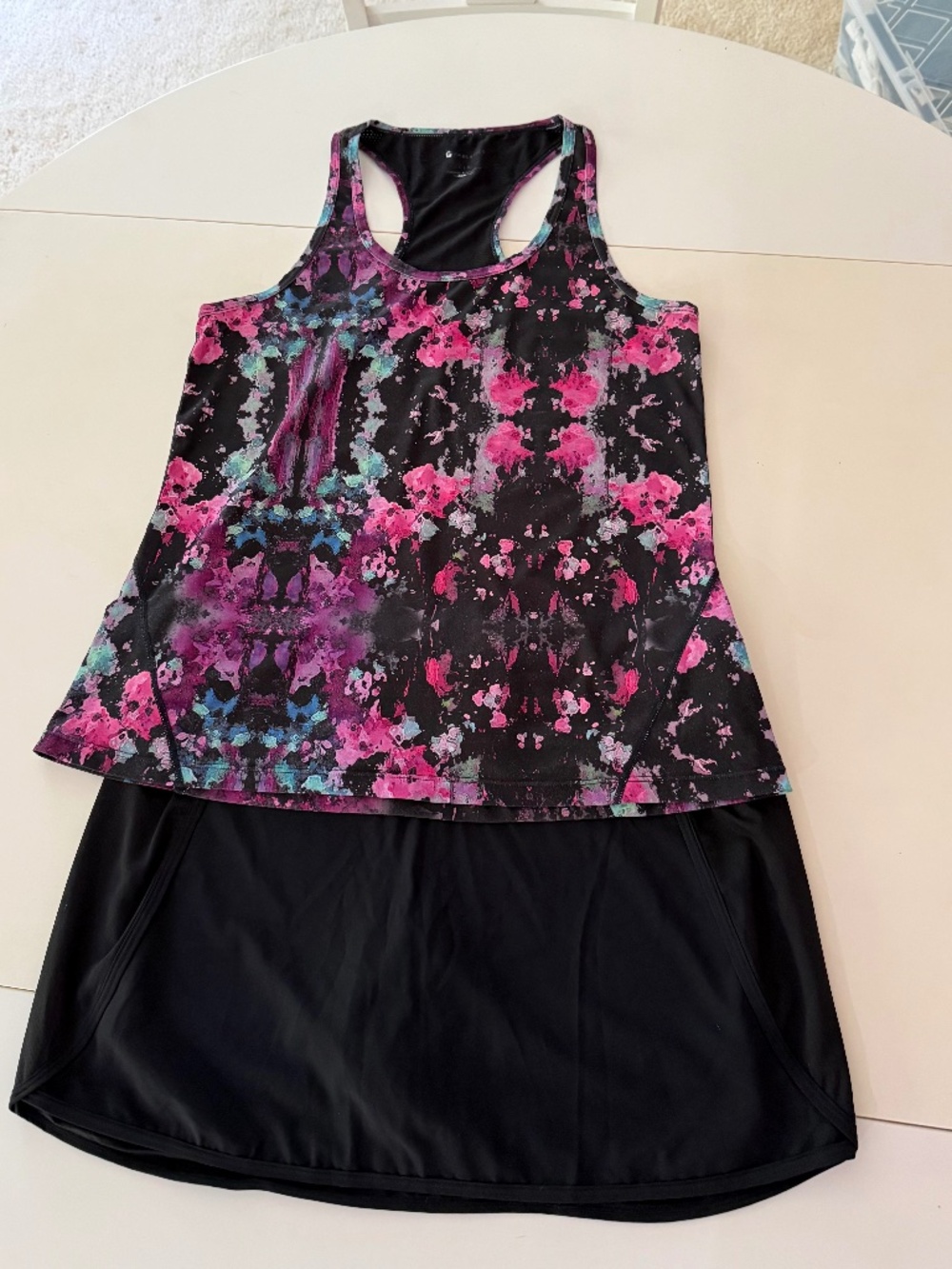 Fabletics Multicolor Workout Skort and Top Set, Size L